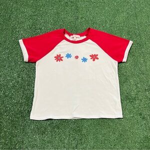 Moa Moa 90s Red and White Floral Baby Tee